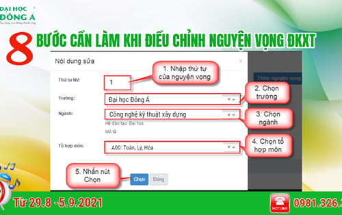 8 bước thí sinh phải thực hiện khi điều chỉnh nguyện vọng đăng ký xét tuyển theo điểm thi THPT